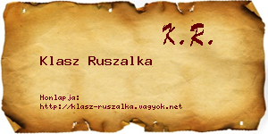 Klasz Ruszalka névjegykártya